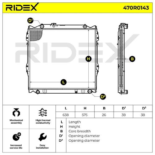 RIDEX 470R0143 Motorkühler / Wasserkühler für TOYOTA LAND CRUISER 90 (J9) Bild RIDEX 470R0143 Motorkühler / Wasserkühler für TOYOTA LAND CRUISER 90 (J9)