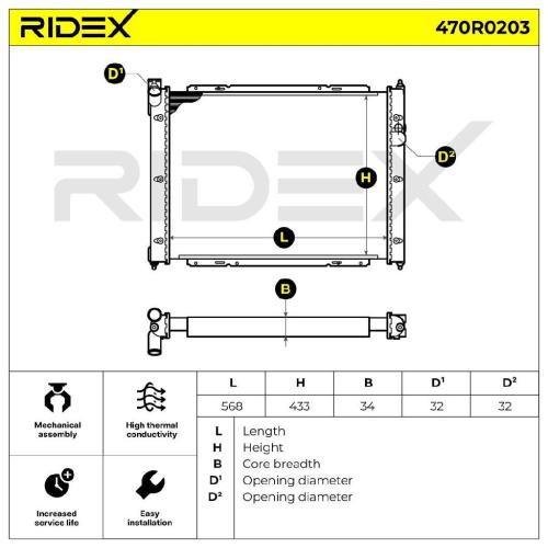 RIDEX 470R0203 Motorkühler / Wasserkühler für VW Transporter T1II Bus 68121253E Bild RIDEX 470R0203 Motorkühler / Wasserkühler für VW Transporter T1II Bus 68121253E