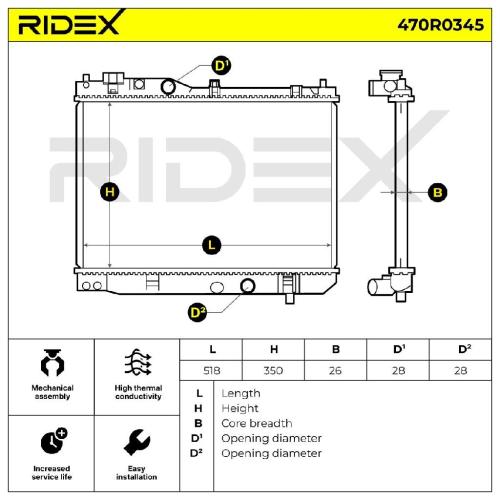 RIDEX 470R0345 Motorkühler / Wasserkühler für MINI Countryman (R60) für Bild RIDEX 470R0345 Motorkühler / Wasserkühler für MINI Countryman (R60) für