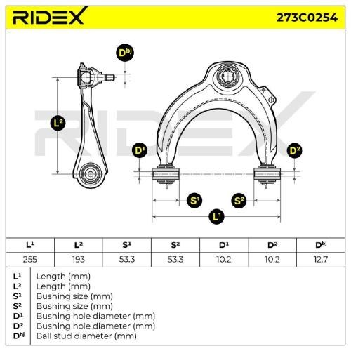 RIDEX 273C0254 Lenker Radaufhängung Querlenker Front für HONDA 51450SEAE01 Bild RIDEX 273C0254 Lenker Radaufhängung Querlenker Front für HONDA 51450SEAE01