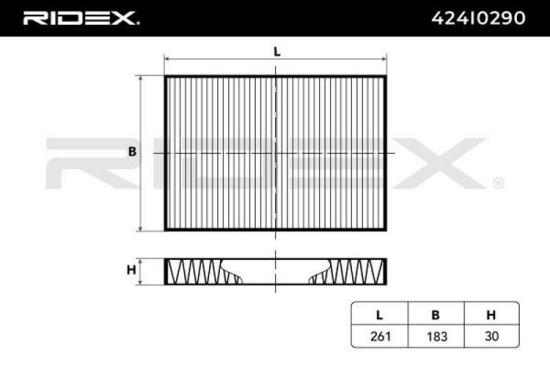 RIDEX 424I0290 Innenraumfilter Pollenfilter Aktivkohlefilter Höhe: 31 Breite: Bild RIDEX 424I0290 Innenraumfilter Pollenfilter Aktivkohlefilter Höhe: 31 Breite: