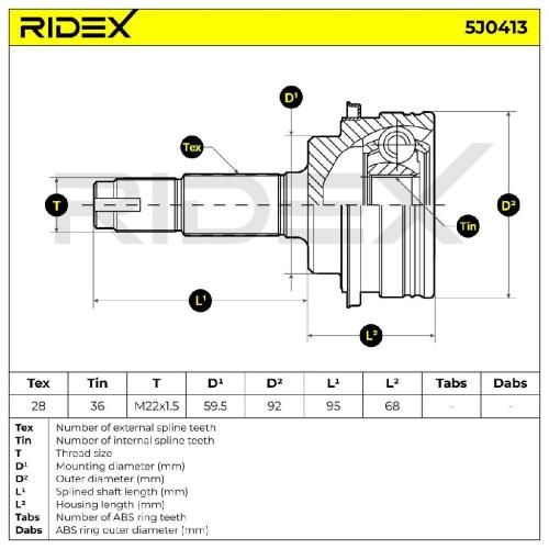 RIDEX 5J0413 Gelenksatz Antriebswelle Achswelle Vorne für JEEP COMPASS (MK49) Bild RIDEX 5J0413 Gelenksatz Antriebswelle Achswelle Vorne für JEEP COMPASS (MK49)