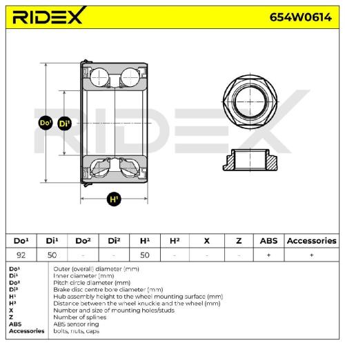 RIDEX 654W0614 Radlagersatz pro 1 Rad Vorne Hinten Foto entspricht Lieferumfang Bild RIDEX 654W0614 Radlagersatz pro 1 Rad Vorne Hinten Foto entspricht Lieferumfang