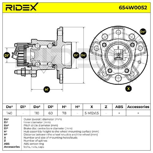 RIDEX 654W0052 Radlagersatz pro 1 Rad Hinten beidseitig für OPEL Meriva A (X03) Bild RIDEX 654W0052 Radlagersatz pro 1 Rad Hinten beidseitig für OPEL Meriva A (X03)