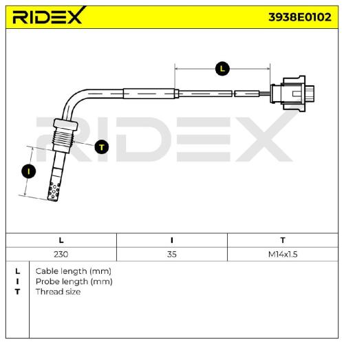 RIDEX 3938E0102 Abgastemperatursensor 2-Polig für CHEVROLET CAPTIVA (C100, C140) Bild RIDEX 3938E0102 Abgastemperatursensor 2-Polig für CHEVROLET CAPTIVA (C100, C140)