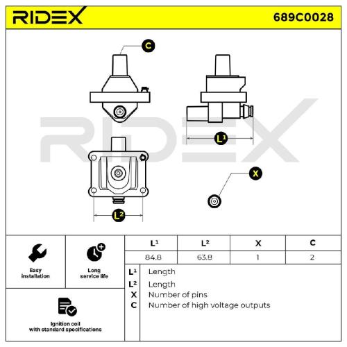 RIDEX 689C0028 Zündspule passend für MERCEDES-BENZ Stufenheck (W124) 1587503 Bild RIDEX 689C0028 Zündspule passend für MERCEDES-BENZ Stufenheck (W124) 1587503