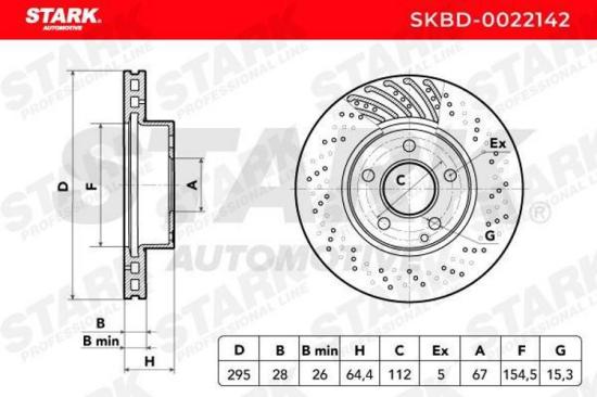 STARK SKBD-0022142 2x Bremsscheiben Vorne Ø295mm gelocht/innenbel. Bild STARK SKBD-0022142 2x Bremsscheiben Vorne Ø295mm gelocht/innenbel.