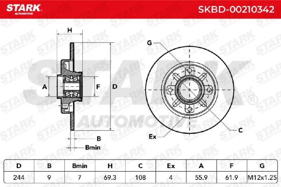 STARK SKBD-00210342 2x Bremsscheiben Hinten Ø244mm voll passend für PEUGEOT Bild STARK SKBD-00210342 2x Bremsscheiben Hinten Ø244mm voll passend für PEUGEOT