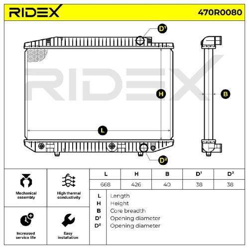 RIDEX 470R0080 Motorkühler / Wasserkühler passend für MERCEDES-BENZ 1265000103 Bild RIDEX 470R0080 Motorkühler / Wasserkühler passend für MERCEDES-BENZ 1265000103