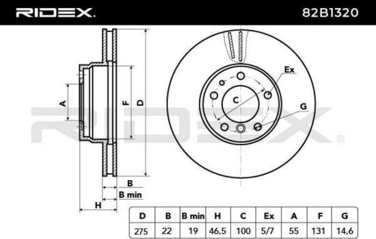 RIDEX 82B1320 2x Bremsscheiben Vorne Ø275mm Belüftet für TOYOTA Verso S Bild RIDEX 82B1320 2x Bremsscheiben Vorne Ø275mm Belüftet für TOYOTA Verso S
