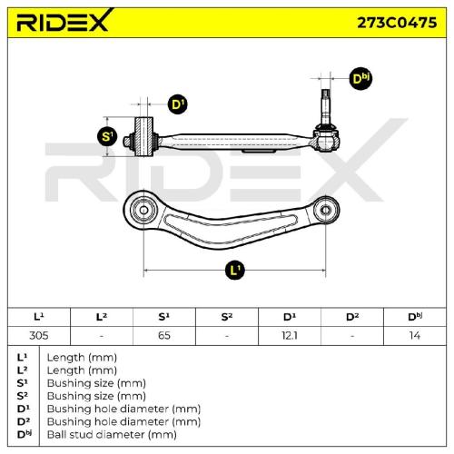 RIDEX 273C0475 Lenker Radaufhängung Querlenker Rear für BMW 5 Limousine (E60) Bild RIDEX 273C0475 Lenker Radaufhängung Querlenker Rear für BMW 5 Limousine (E60)