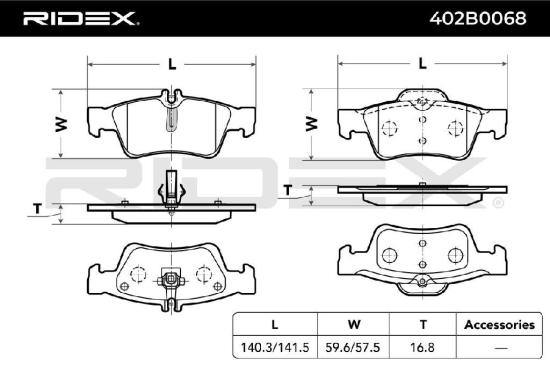 RIDEX Bremsbelagsatz Bremsbeläge Hinten passend für MERCEDES-BENZ CLK (C209) Bild RIDEX Bremsbelagsatz Bremsbeläge Hinten passend für MERCEDES-BENZ CLK (C209)