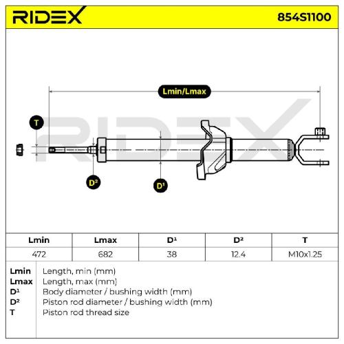RIDEX 854S1100 2x Stoßdämpfer Gasdruck Hinten für HONDA ACCORD IV (CB) Bild RIDEX 854S1100 2x Stoßdämpfer Gasdruck Hinten für HONDA ACCORD IV (CB)