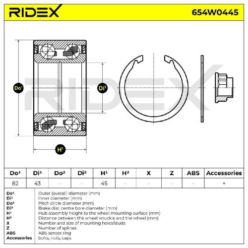 RIDEX 654W0445 Radlagersatz pro 1 Rad Vorne beidseitig Schrägkugellager Bild RIDEX 654W0445 Radlagersatz pro 1 Rad Vorne beidseitig Schrägkugellager