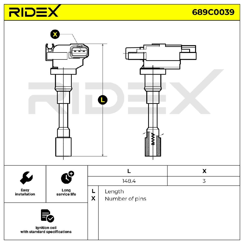 RIDEX 689C0039 Zündspule für SUZUKI SWIFT III (MZ, EZ) 3340062J00 3340062J00000