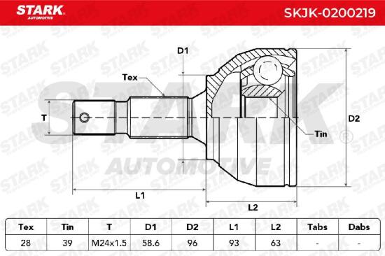 STARK SKJK-0200219 Gelenksatz Antriebswelle Achswelle radseitig für CITROËN Bild STARK SKJK-0200219 Gelenksatz Antriebswelle Achswelle radseitig für CITROËN