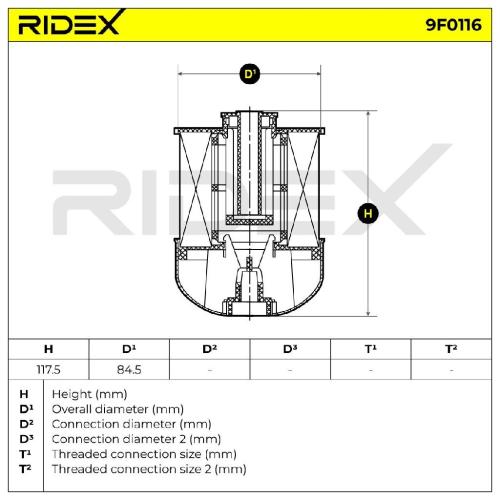 RIDEX 9F0116 Kraftstofffilter Filter Cartridge für DACIA DUSTER 1640000Q1H Bild RIDEX 9F0116 Kraftstofffilter Filter Cartridge für DACIA DUSTER 1640000Q1H