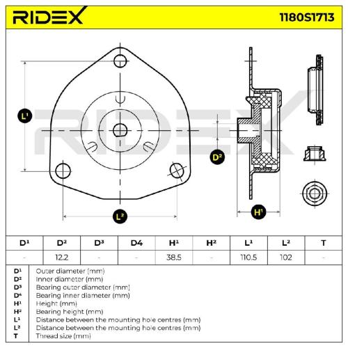 RIDEX 1180S1713 Federbeinstützlager Vorne für NISSAN X-TRAIL (T30) 543203Z000 Bild RIDEX 1180S1713 Federbeinstützlager Vorne für NISSAN X-TRAIL (T30) 543203Z000