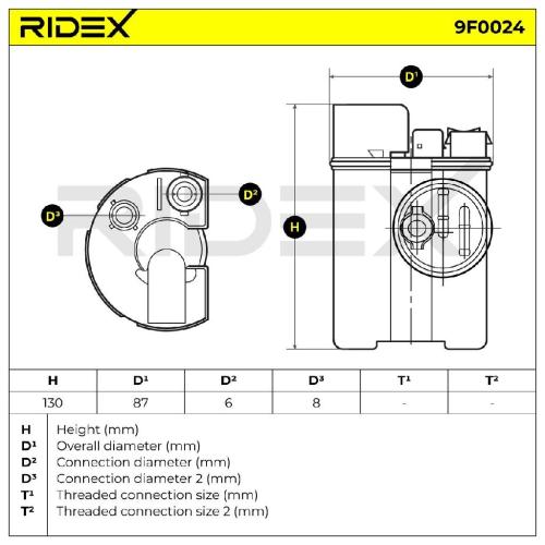 RIDEX 9F0024 Kraftstofffilter Long-life Filter für HYUNDAI i10 (PA) 319102H000 Bild RIDEX 9F0024 Kraftstofffilter Long-life Filter für HYUNDAI i10 (PA) 319102H000
