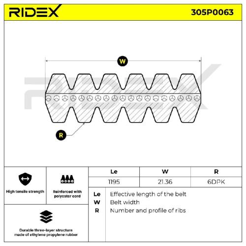 RIDEX Keilrippenriemen für VW Golf 1V Schrägheck (1J1) Bild RIDEX Keilrippenriemen für VW Golf 1V Schrägheck (1J1)
