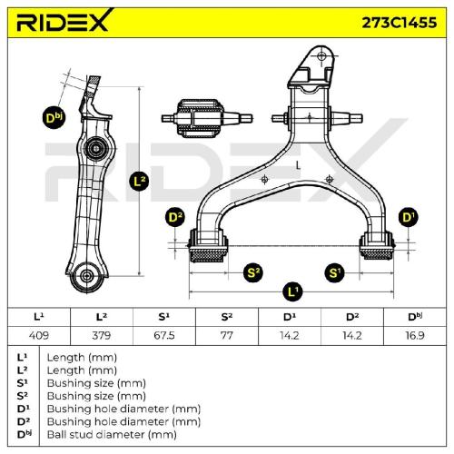 RIDEX 273C1455 Lenker Radaufhängung Querlenker Front links für SSANGYONG Bild RIDEX 273C1455 Lenker Radaufhängung Querlenker Front links für SSANGYONG