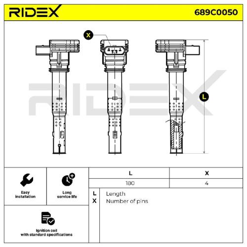 RIDEX 689C0050 Zündspule für AUDI A4 Avant (8K5, B8) 6D905115C 6D905115A Bild RIDEX 689C0050 Zündspule für AUDI A4 Avant (8K5, B8) 6D905115C 6D905115A