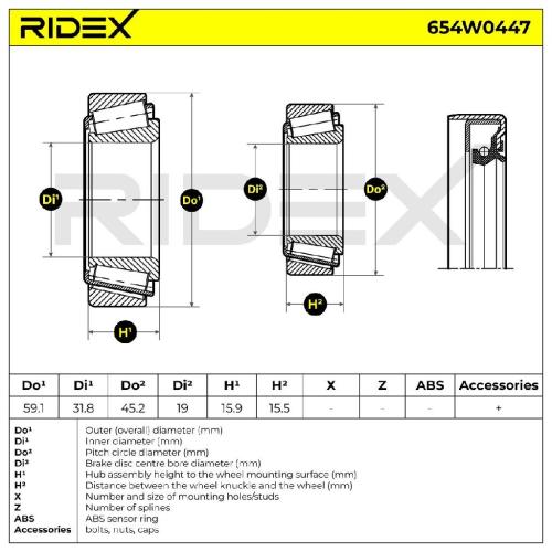 RIDEX 654W0447 Radlagersatz pro 1 Rad Vorne beidseitig passend für MERCEDES-BENZ Bild RIDEX 654W0447 Radlagersatz pro 1 Rad Vorne beidseitig passend für MERCEDES-BENZ