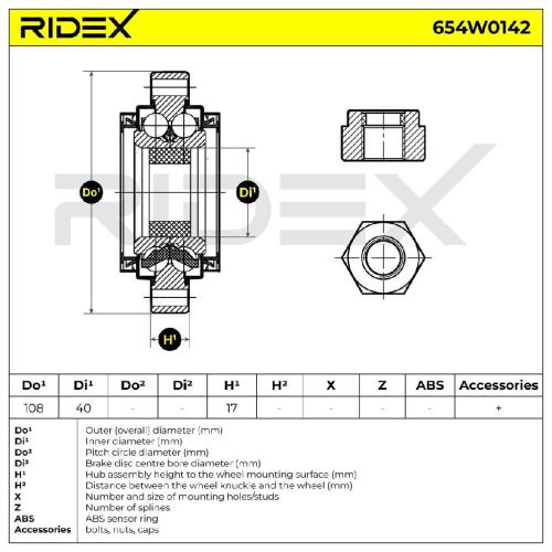 RIDEX 654W0142 Radlagersatz pro 1 Rad Vorne beidseitig für CHRYSLER 7703090458 Bild RIDEX 654W0142 Radlagersatz pro 1 Rad Vorne beidseitig für CHRYSLER 7703090458