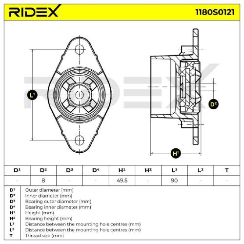 RIDEX 1180S0121 Federbeinstützlager Hinten für FORD Fiesta Mk6 Schrägheck Bild RIDEX 1180S0121 Federbeinstützlager Hinten für FORD Fiesta Mk6 Schrägheck