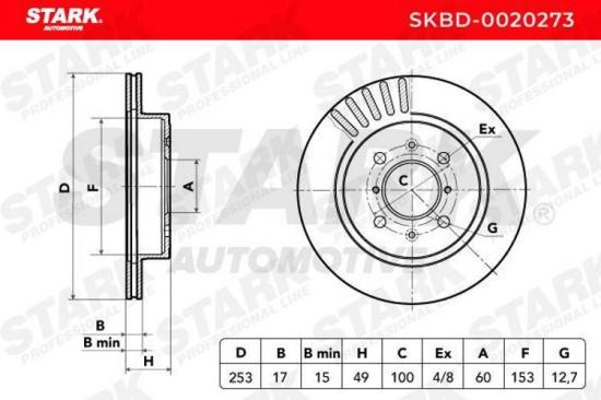 STARK SKBD-0020273 2x Bremsscheiben Vorne Ø252,6mm Belüftet für OPEL AGILA Bild STARK SKBD-0020273 2x Bremsscheiben Vorne Ø252,6mm Belüftet für OPEL AGILA
