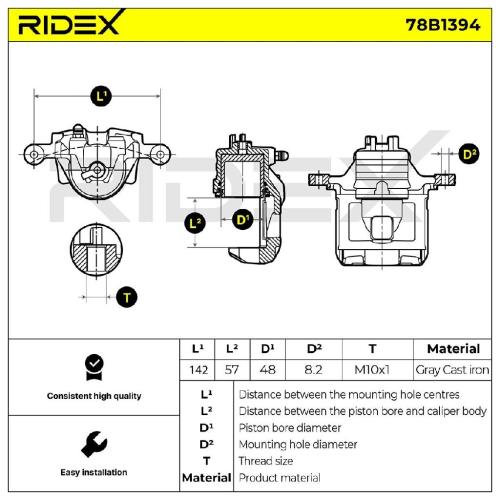 RIDEX 78B1394 Bremssattel Bremszange Hinten rechts für NISSAN 350 Z (Z33) für Bild RIDEX 78B1394 Bremssattel Bremszange Hinten rechts für NISSAN 350 Z (Z33) für