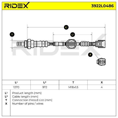 RIDEX 3922L0486 Lambdasonde Oxygen O2 Sensor Beheizt für HONDA 36532RADL11 Bild RIDEX 3922L0486 Lambdasonde Oxygen O2 Sensor Beheizt für HONDA 36532RADL11