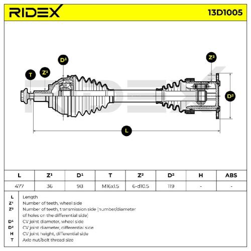 RIDEX Antriebswelle Achswelle Vorderachse/Vorne links für VW Passat Variant Bild RIDEX Antriebswelle Achswelle Vorderachse/Vorne links für VW Passat Variant