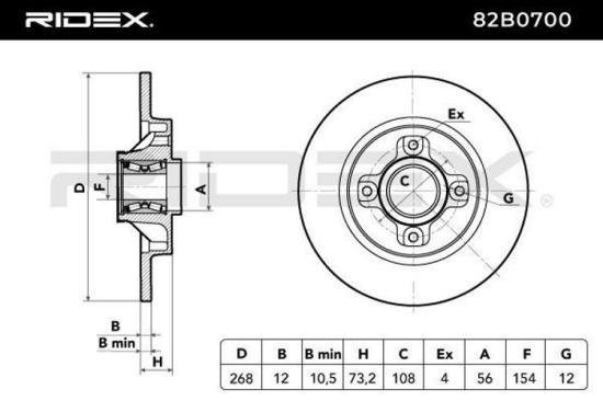 RIDEX 82B0700 2x Bremsscheiben Hinten Ø268mm voll für CITROËN BERLINGO (B9) Bild RIDEX 82B0700 2x Bremsscheiben Hinten Ø268mm voll für CITROËN BERLINGO (B9)