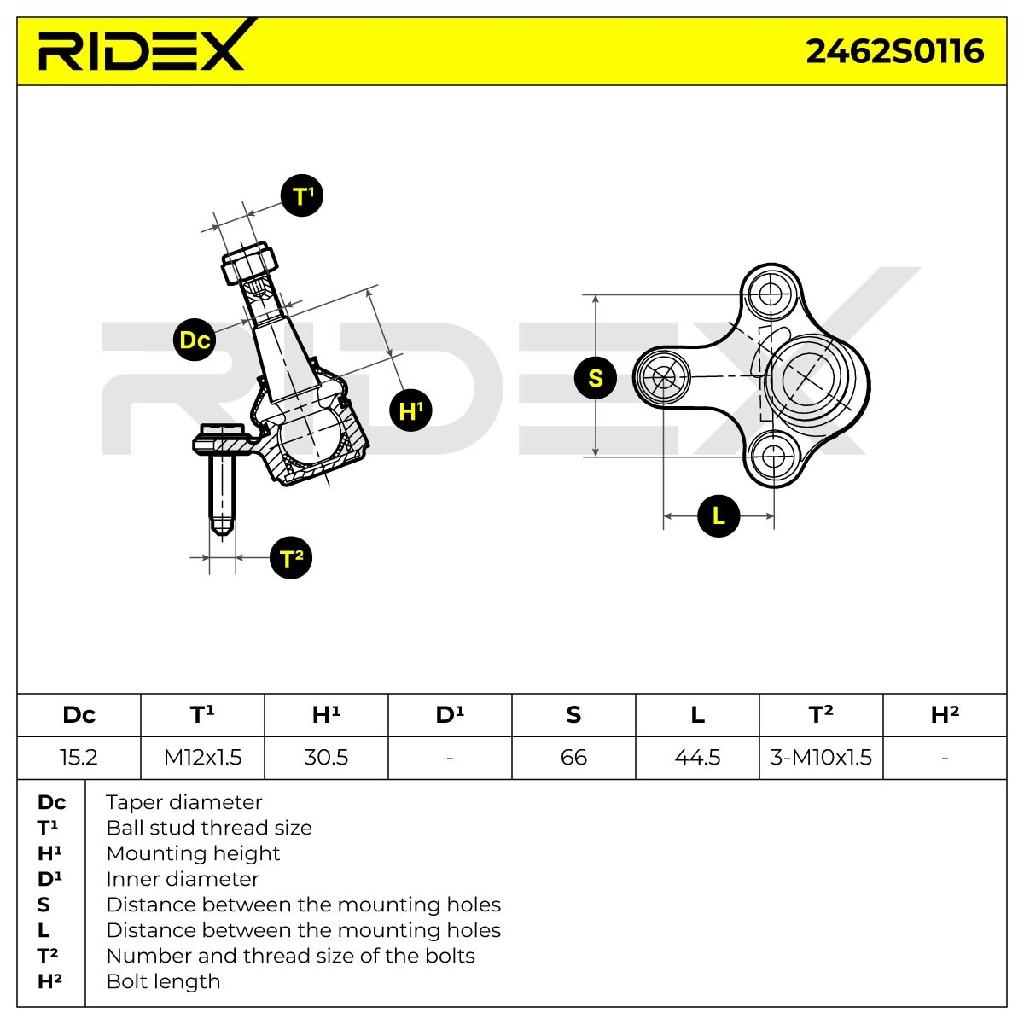 RIDEX 2462S0116 Traggelenk Führungsgelenk Vorne für VW Golf 5II Schrägheck