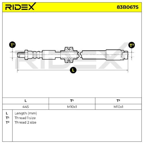 RIDEX Bremsschlauch 83B0675 HINTEN BREMSSCHLÄUCHE Länge: 447mm für FORD C-MAX Bild RIDEX Bremsschlauch 83B0675 HINTEN BREMSSCHLÄUCHE Länge: 447mm für FORD C-MAX