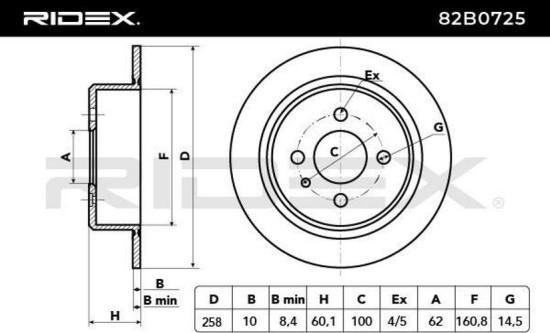 RIDEX 82B0725 1x Bremsscheibe Hinten Ø258mm voll für BMW 3 Limousine (E30) Bild RIDEX 82B0725 1x Bremsscheibe Hinten Ø258mm voll für BMW 3 Limousine (E30)