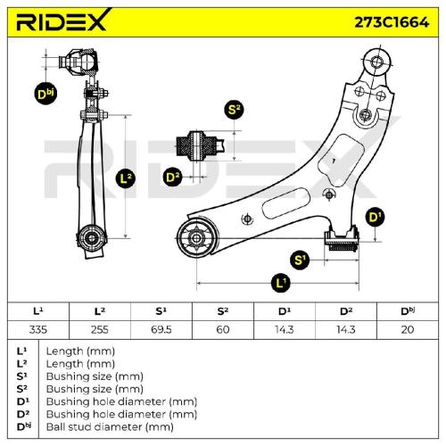 RIDEX 273C1664 Lenker Radaufhängung Querlenker Front links für HYUNDAI Bild RIDEX 273C1664 Lenker Radaufhängung Querlenker Front links für HYUNDAI