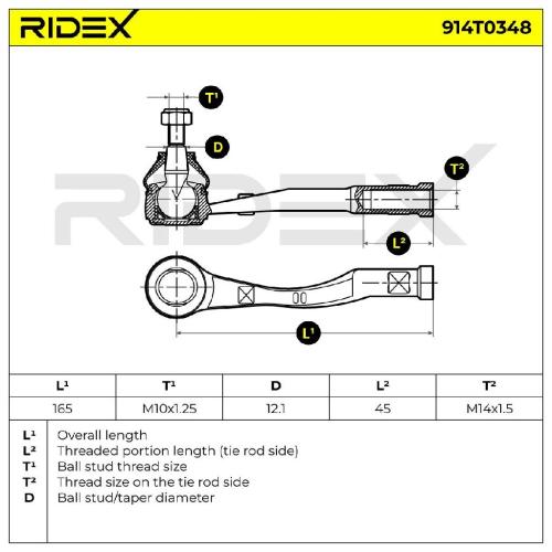 RIDEX Spurstangenkopf vorne Traggelenk 914T0348 für CITROËN BERLINGO (B9) Bild RIDEX Spurstangenkopf vorne Traggelenk 914T0348 für CITROËN BERLINGO (B9)