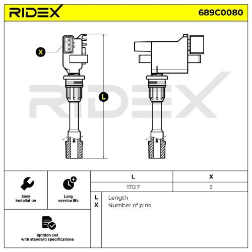 RIDEX 689C0080 Zündspule für MAZDA 323 F VI (BJ) FFY118100 FP8518100A FP8518100B Bild RIDEX 689C0080 Zündspule für MAZDA 323 F VI (BJ) FFY118100 FP8518100A FP8518100B