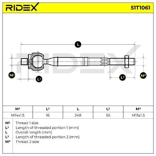 RIDEX Axialgelenk Spurstange für TOYOTA PRIUS PLUS (ZVW4) Bild RIDEX Axialgelenk Spurstange für TOYOTA PRIUS PLUS (ZVW4)
