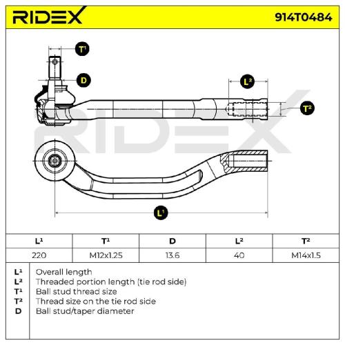 RIDEX Spurstangenkopf vorne links Traggelenk 914T0484 für HONDA PRELUDE V (BB) Bild RIDEX Spurstangenkopf vorne links Traggelenk 914T0484 für HONDA PRELUDE V (BB)