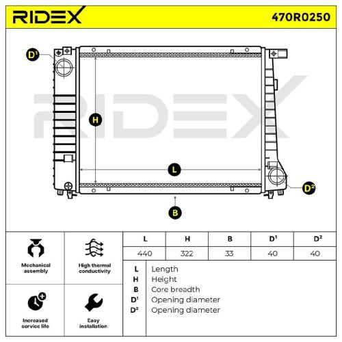 RIDEX 470R0250 Motorkühler / Wasserkühler für BMW 3 Limousine (E30) 17111178099 Bild RIDEX 470R0250 Motorkühler / Wasserkühler für BMW 3 Limousine (E30) 17111178099