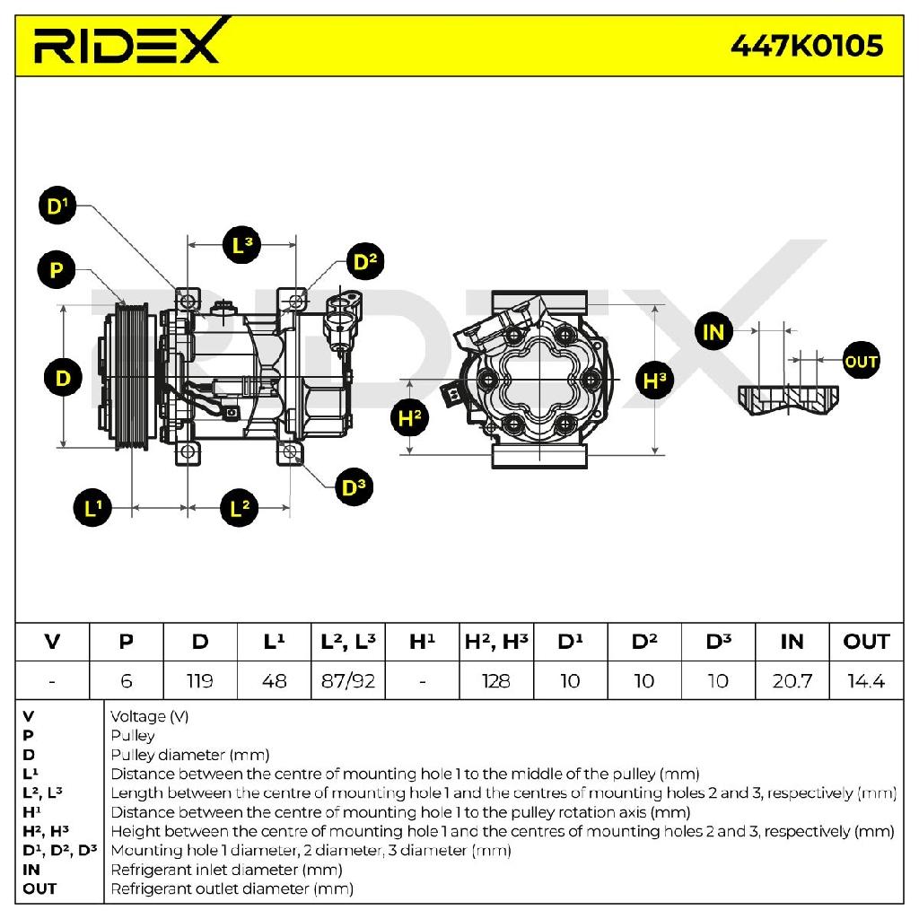 RIDEX A/C Kompressor für Klimaanlage Klimakompressor mit ID: SD6V12 Kältemittel: