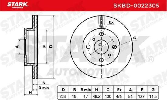 STARK SKBD-0022305 2x Bremsscheiben Vorne Ø238mm Belüftet für TOYOTA Bild STARK SKBD-0022305 2x Bremsscheiben Vorne Ø238mm Belüftet für TOYOTA