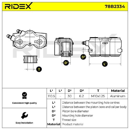 RIDEX 78B2334 Bremssattel Bremszange Vorne links für LADA Niva (2121, 2131) für Bild RIDEX 78B2334 Bremssattel Bremszange Vorne links für LADA Niva (2121, 2131) für