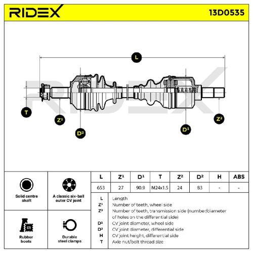 RIDEX Antriebswelle Achswelle Vorderachse/Vorne links für FIAT 3272L9 Bild RIDEX Antriebswelle Achswelle Vorderachse/Vorne links für FIAT 3272L9