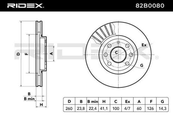 RIDEX 82B0080 2x Bremsscheiben Vorne Ø260,6mm Belüftet für OPEL 569000 Bild RIDEX 82B0080 2x Bremsscheiben Vorne Ø260,6mm Belüftet für OPEL 569000