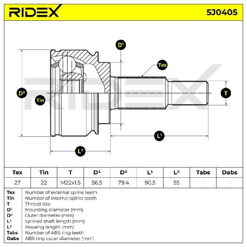 RIDEX 5J0405 Gelenksatz Antriebswelle Achswelle radseitig für RENAULT 8200687739 Bild RIDEX 5J0405 Gelenksatz Antriebswelle Achswelle radseitig für RENAULT 8200687739