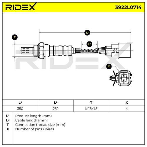 RIDEX 3922L0714 Lambdasonde Oxygen O2 Sensor Beheizt für CHEVROLET SPARK (M300) Bild RIDEX 3922L0714 Lambdasonde Oxygen O2 Sensor Beheizt für CHEVROLET SPARK (M300)